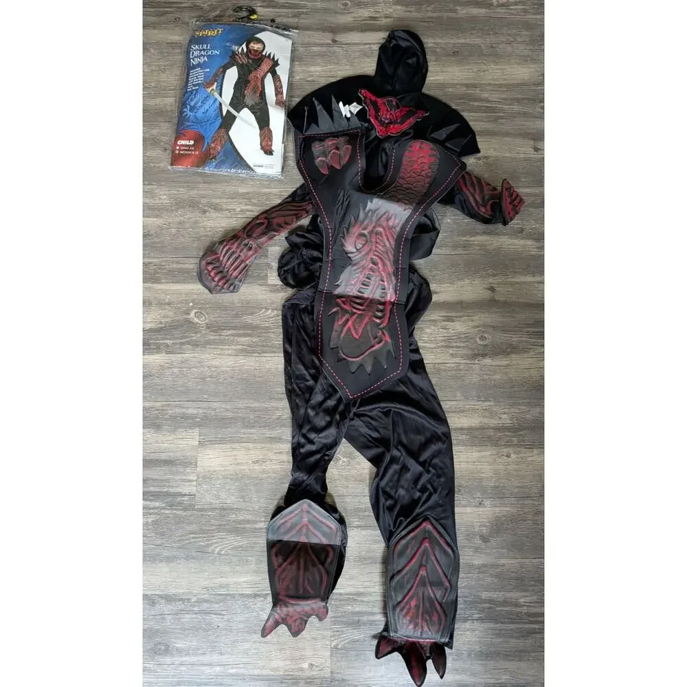 Spirit The Skull Dragon Ninja Warrior Halloween Costume Red & Black Size M 8-10 - Picture 3 of 8